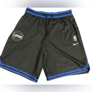 LA Clippers Nike Dri Fit NBA Warm Up Athletic Shorts LN Black Blue Pockets XXL